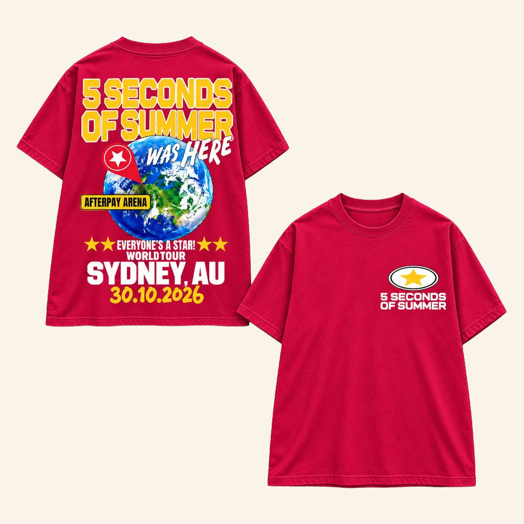 5 Seconds of Summer Everyone's A Star World Tour At Sydney AU T-Shirt 5SOS Merch 2026 Fan Gear