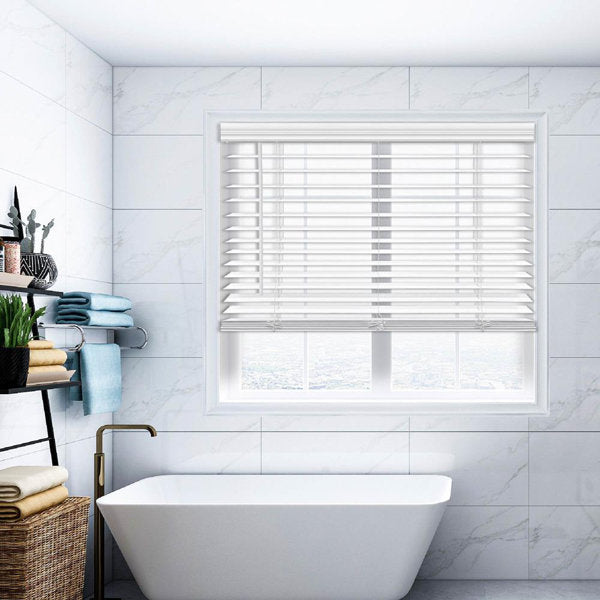2" Cordless Faux Wood Blinds - Room Darkening Venetian Window Shades
