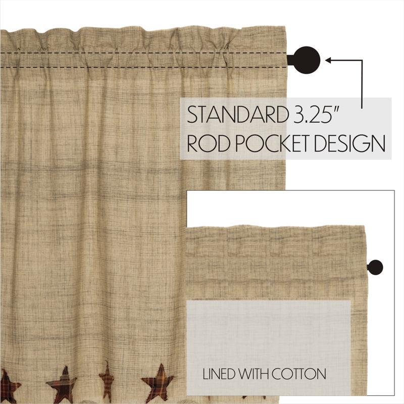 Abilene Star Cotton Scalloped Window Valance - Farmhouse Plaid Decor