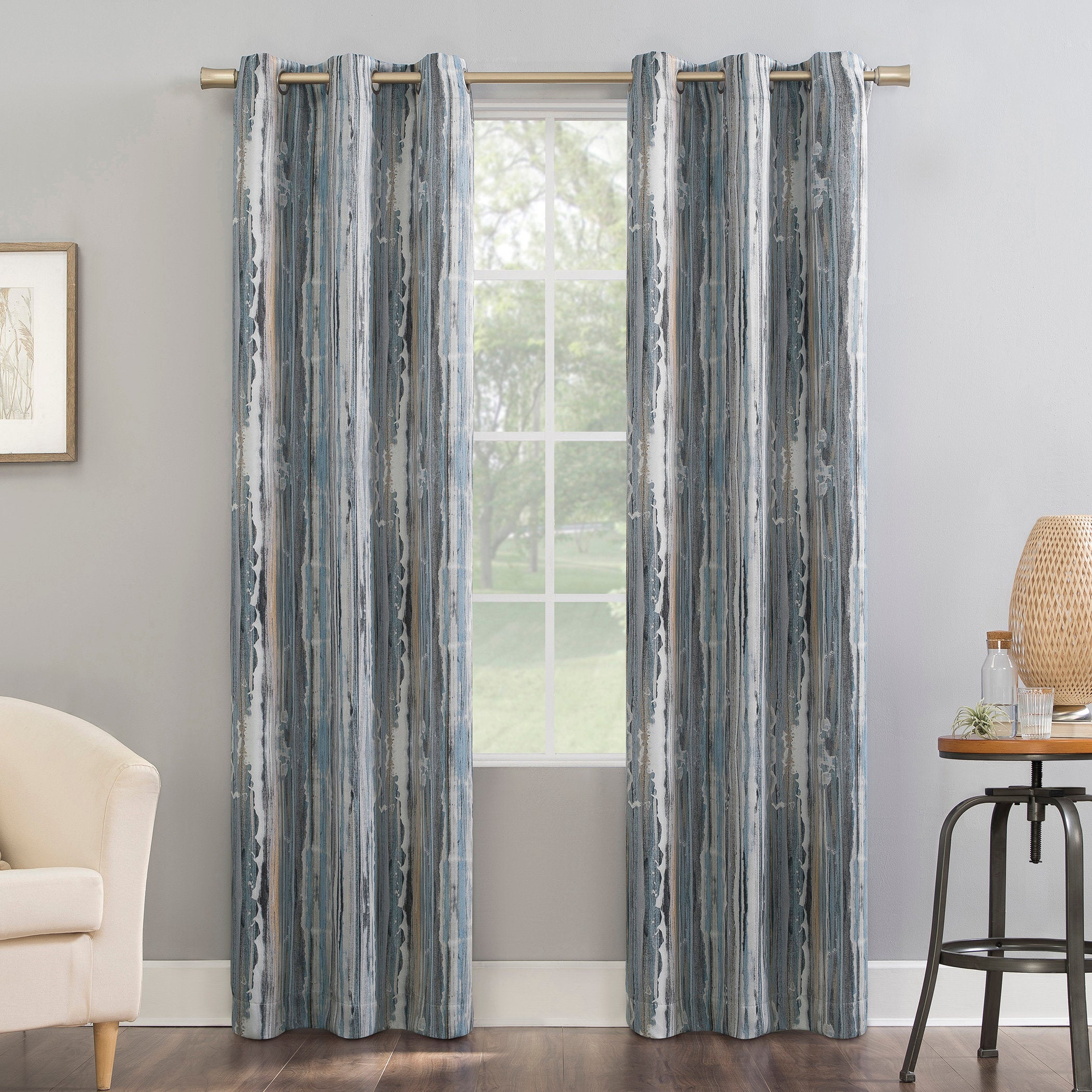 Abstract Painting Blackout Grommet Curtain Panel - Thermal Privacy