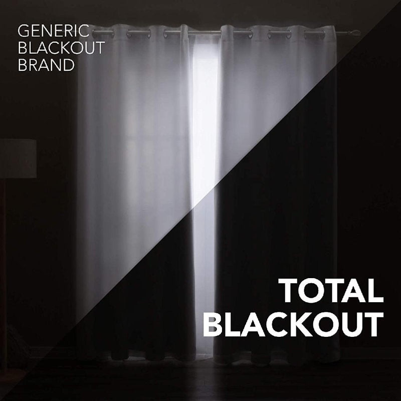 100% Blackout Curtains with Liner Rod Pocket Navy Blue Pair