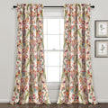Dolores Botanical Semi-Sheer Curtain Set - Peacock Print Microfiber