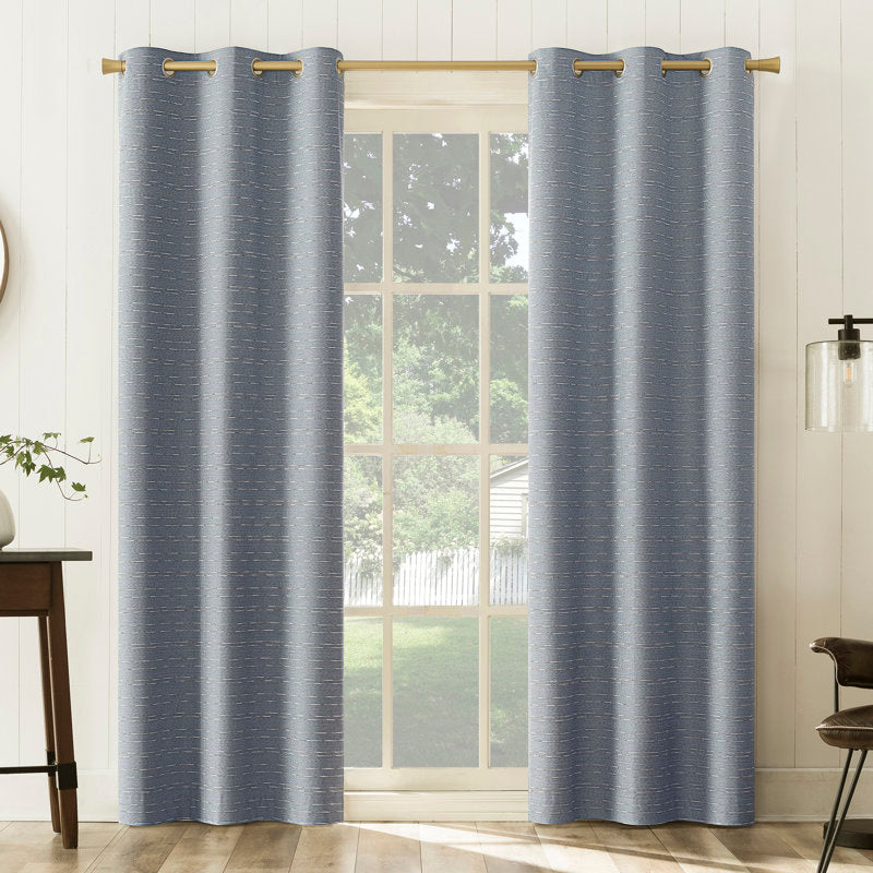 100% Blackout Grommet Curtain Panels - Slub Detail Magnetic Set of 2