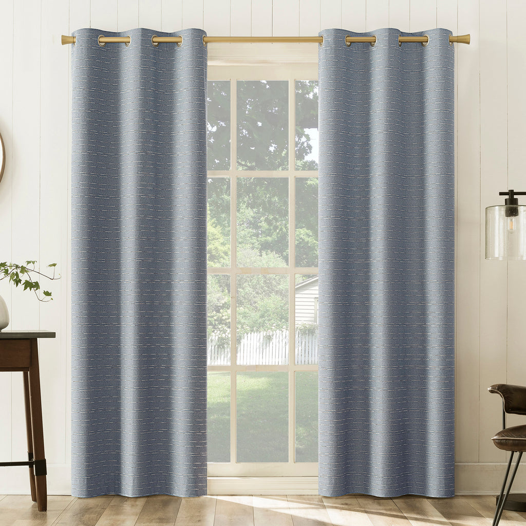 100% Blackout Grommet Curtain Panels - Slub Detail Magnetic Set of 2
