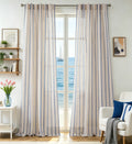 Farmhouse Striped Linen Semi Sheer Curtains - Set of 2