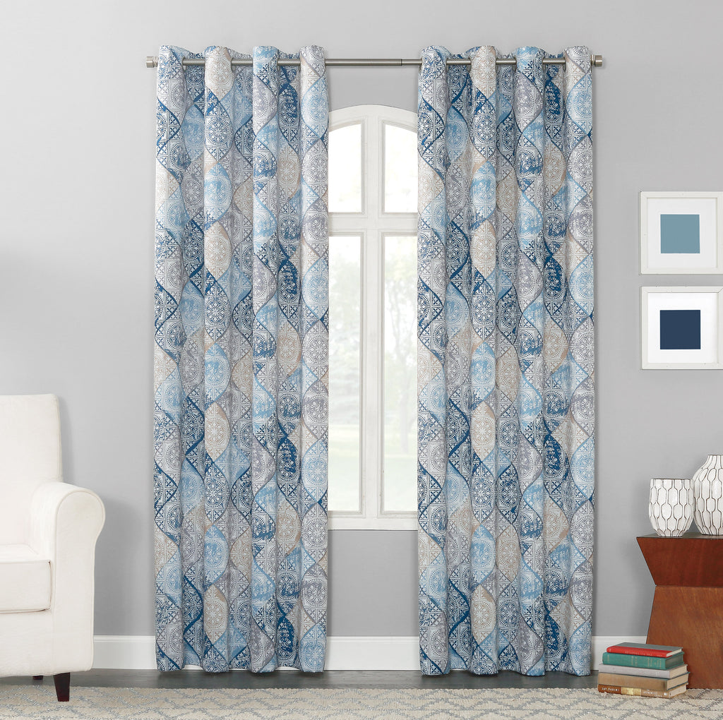 Global Medallion Room Darkening Grommet Curtain Panel - 54" x 84"