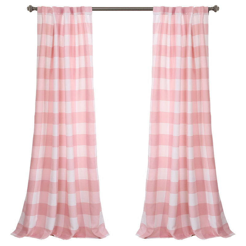 Kelly Checker Room Darkening Curtains - Plaid Window Panels (Set of 2)