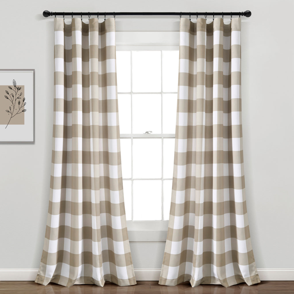 Kelly Checker Room Darkening Curtains - Plaid Window Panels (Set of 2)