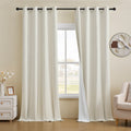 100% Blackout Linen Curtains - Textured Thermal Grommet Panels (Set of 2)