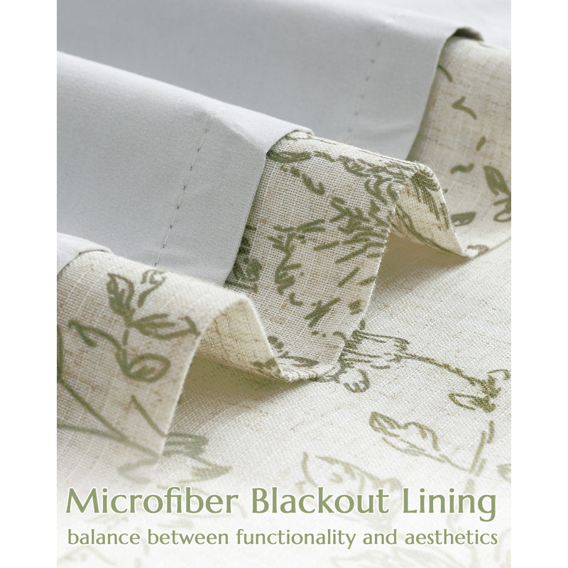Peony Floral Blackout Curtains - Linen Blend Farmhouse Window Set
