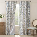 French Country Floral Linen Blend Semi-Sheer Curtains - Set of 2
