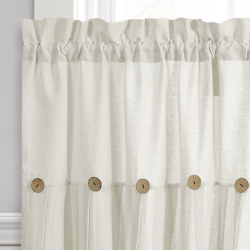 Farmhouse Linen Cotton Cafe Curtains - Tailored Kitchen Tiers (Set of 2)