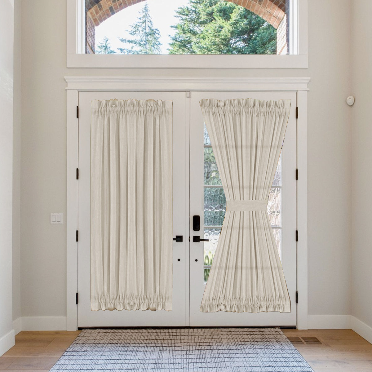 Linen French Door Curtain - Textured Privacy Panel for Glass Doors