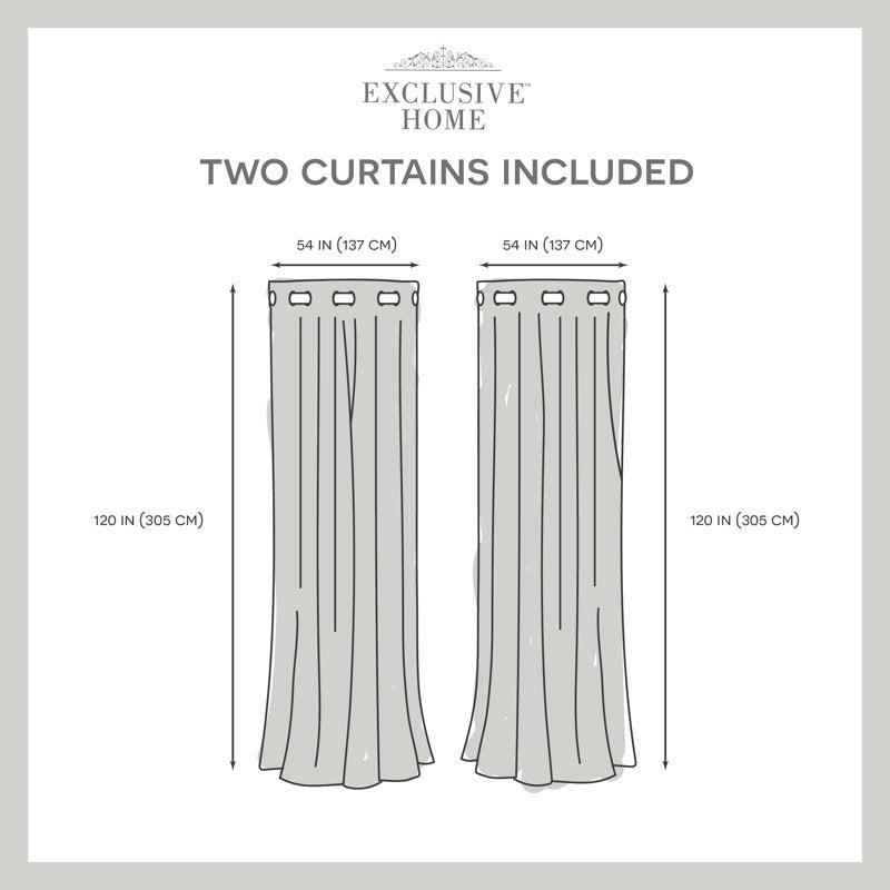 Semi-Sheer Grommet Curtain Panels - Solid Polyester Set of 2
