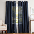 Semi-Sheer Grommet Curtain Panels - Solid Polyester Set of 2