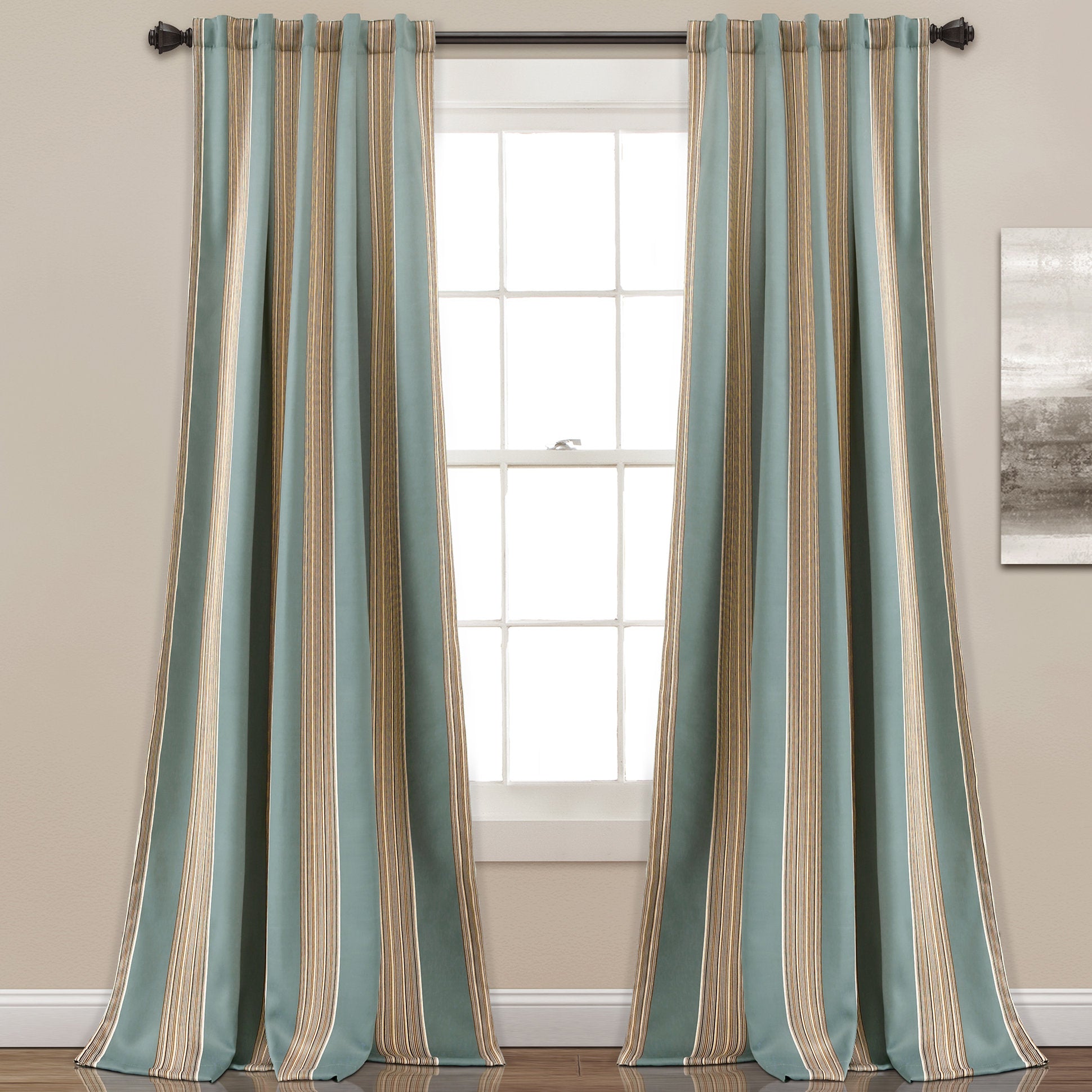 Julia Stripe Room Darkening Curtains - Set of 2 Vertical Stripe Drapes