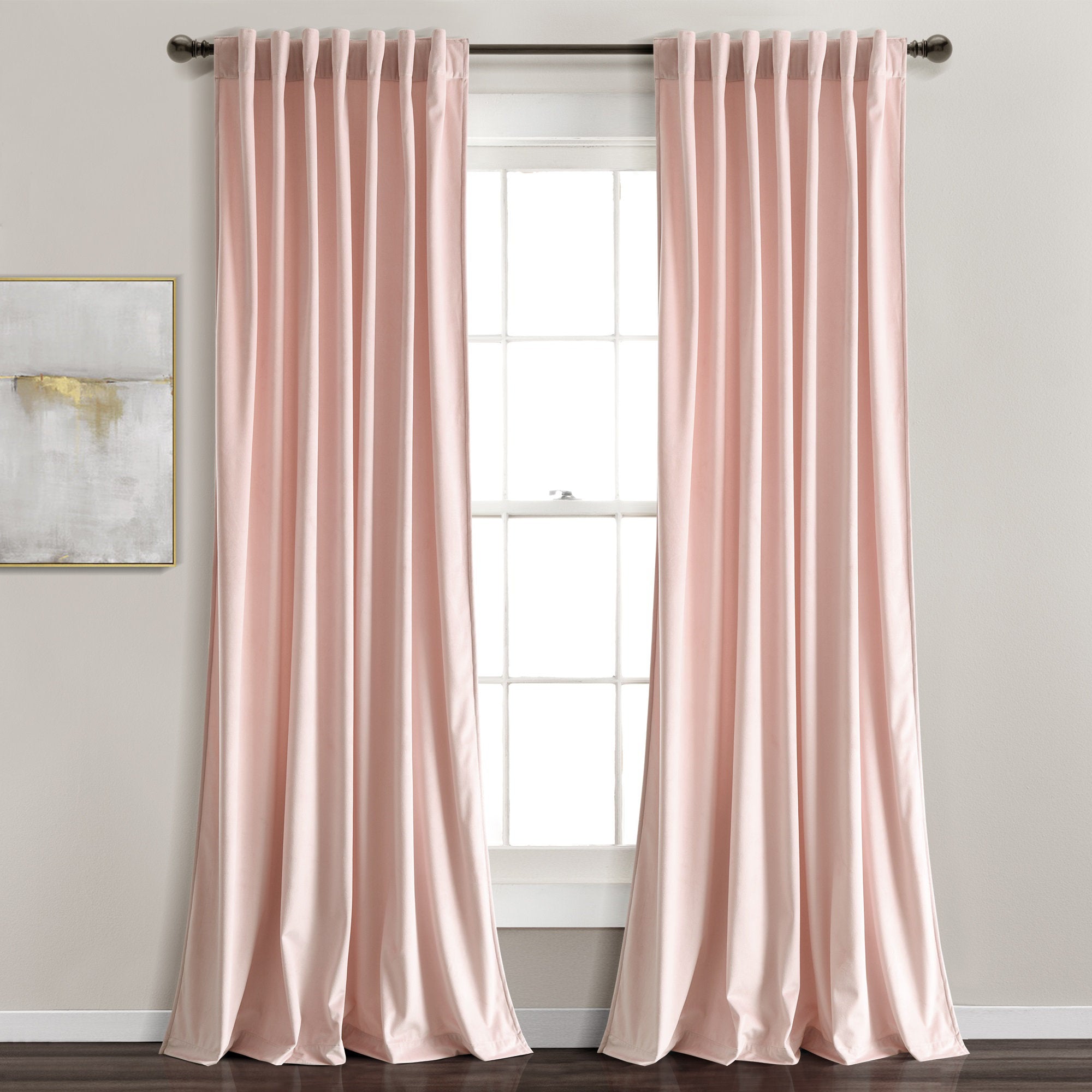 Velvet Room Darkening Curtain Panels - Set of 2 Back Tab Drapes