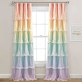 Rainbow Ombre Ruffled Room Darkening Curtains for Kids Bedroom (Set of 2)