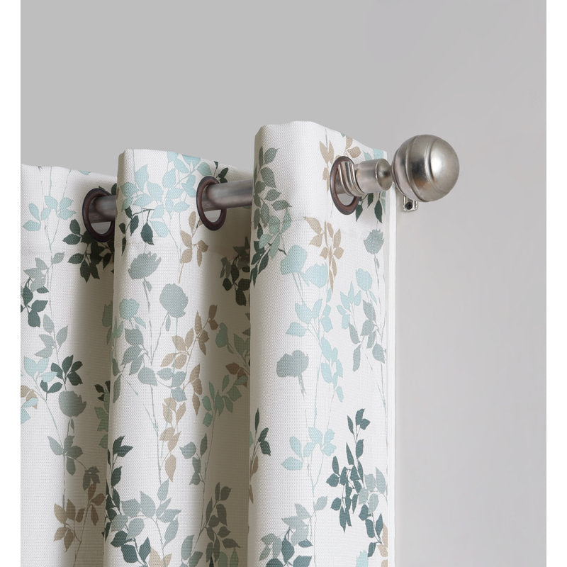 Maraline Room Darkening Leaf Print Curtain Panel - Textured Fabric