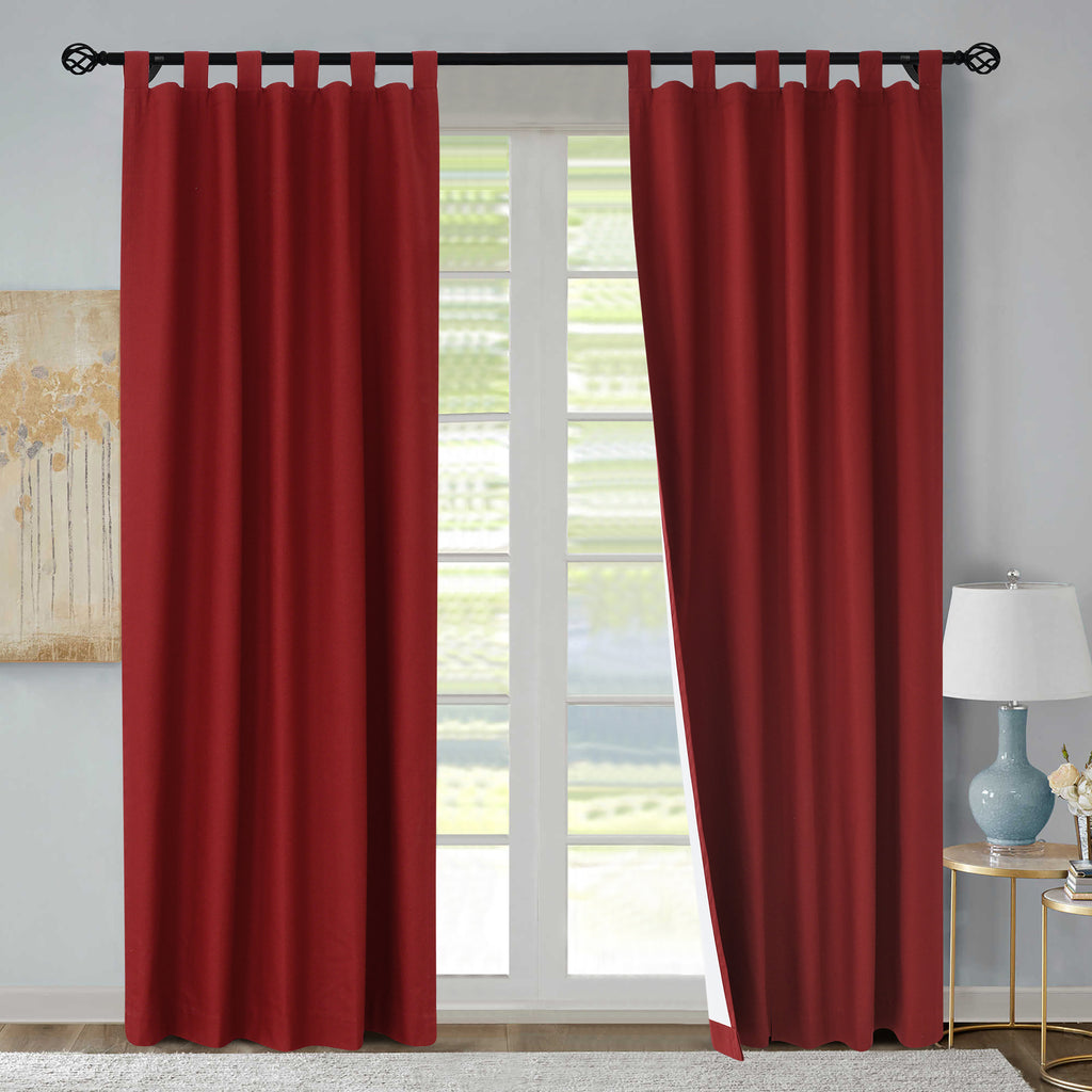 100% Cotton Thermal Room Darkening Tab Top Curtain Panels (Set of 2)