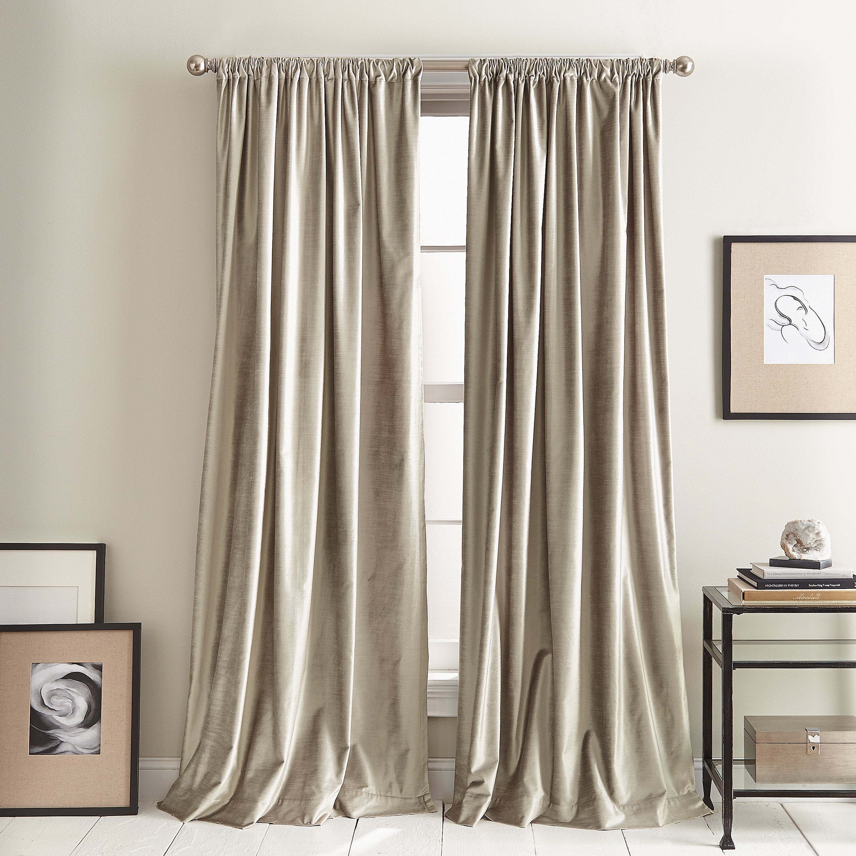 Modern Knotted Velvet Room Darkening Rod Pocket Curtains (Set of 2)