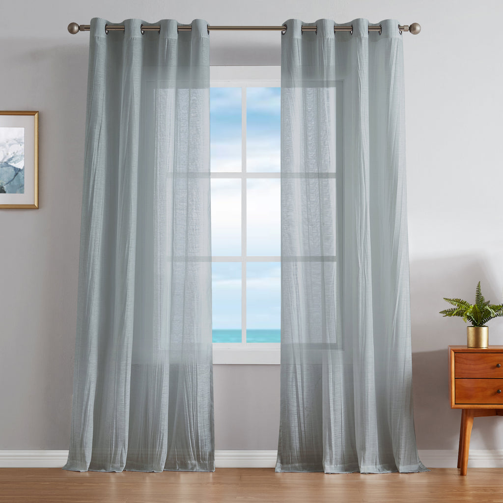 Nautica Cordelia Faux Linen Sheer Grommet Curtains - Set of 2