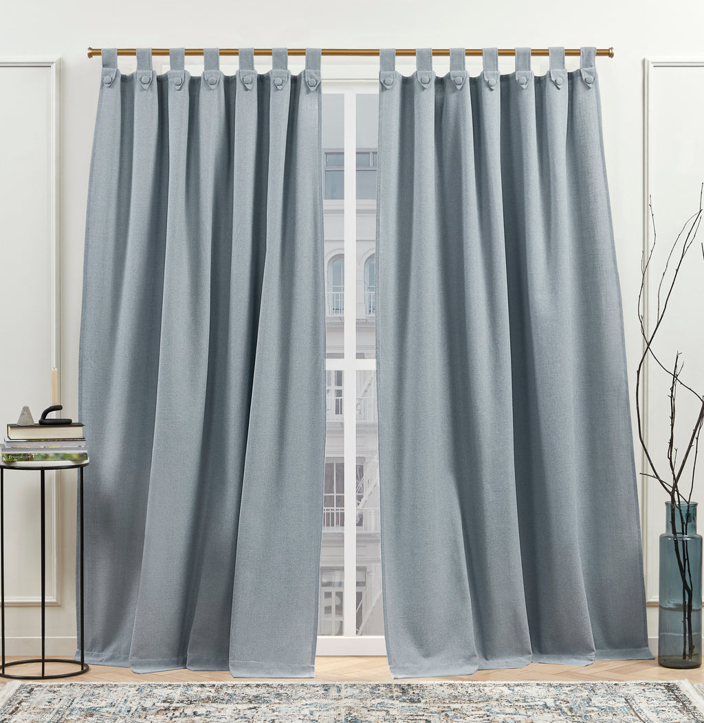 Nicole Miller Cotton Blend Tuxedo Tab Top Curtains - Set of 2