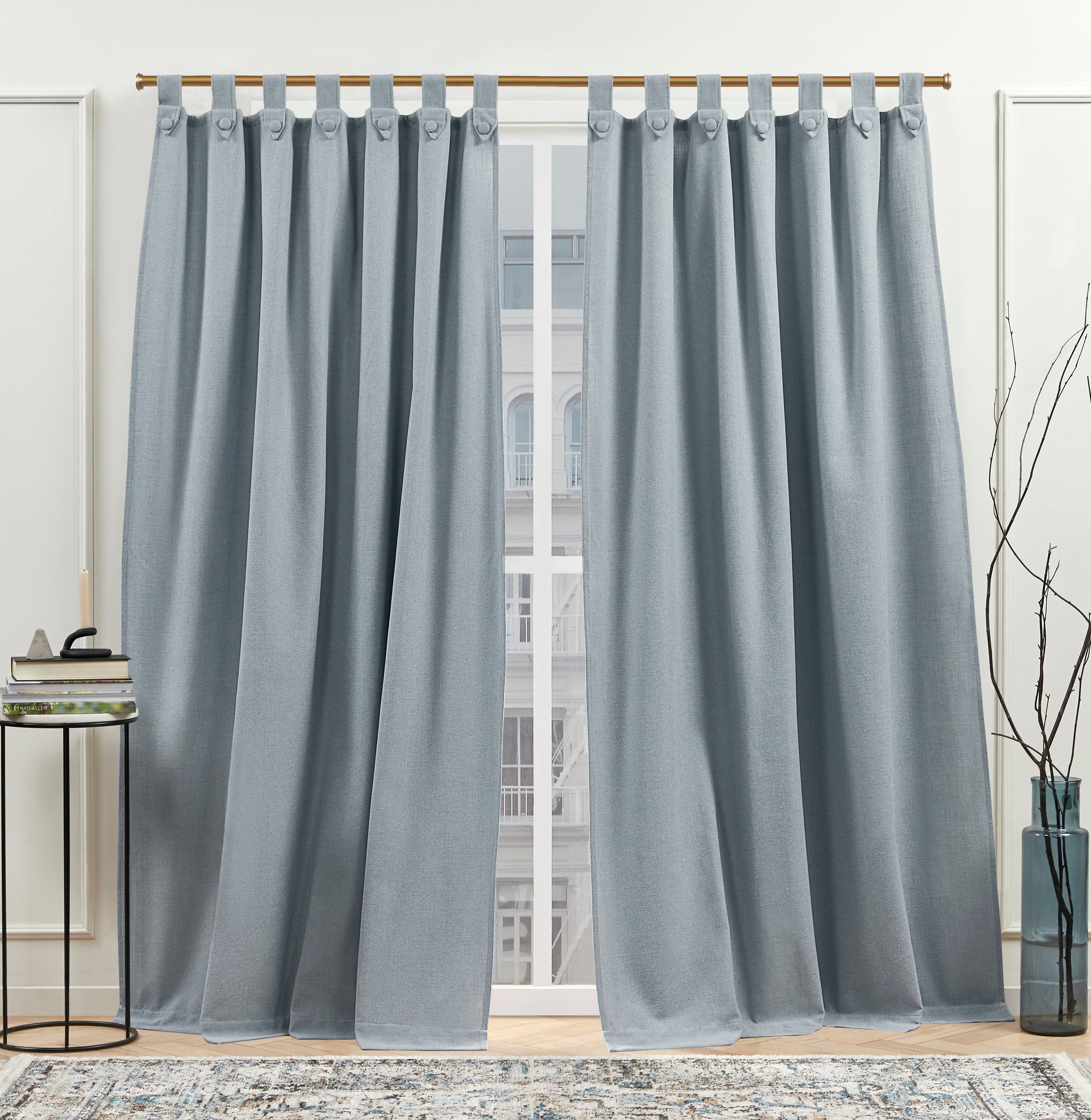 Nicole Miller Cotton Blend Tuxedo Tab Top Curtains - Set of 2