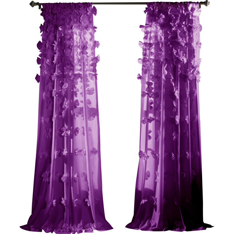 Riley Semi Sheer Bow Curtain - Coquette Microfiber Window Panel
