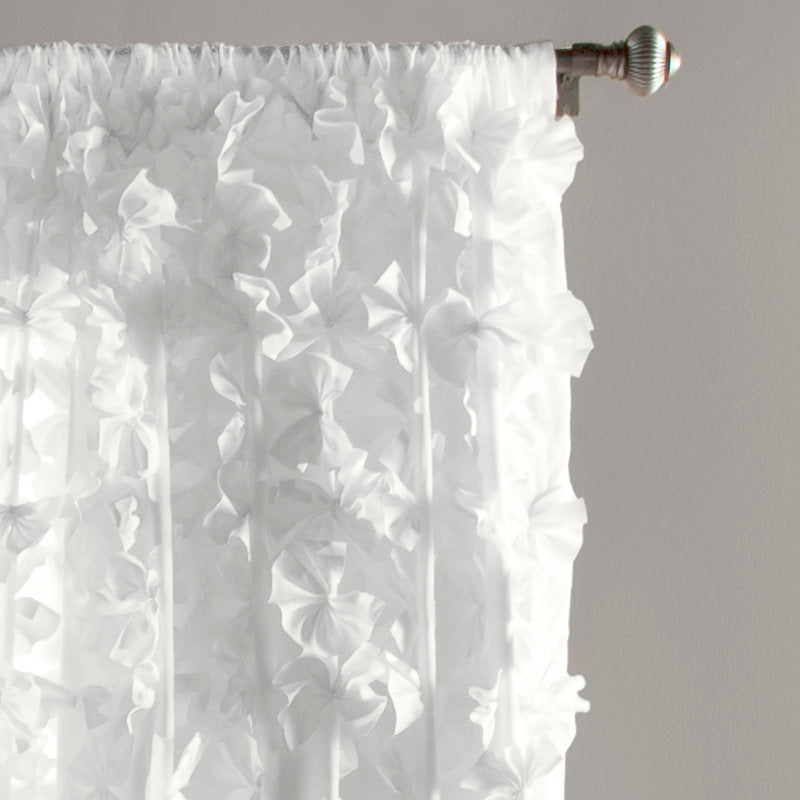 Riley Semi Sheer Bow Curtain - Coquette Microfiber Window Panel