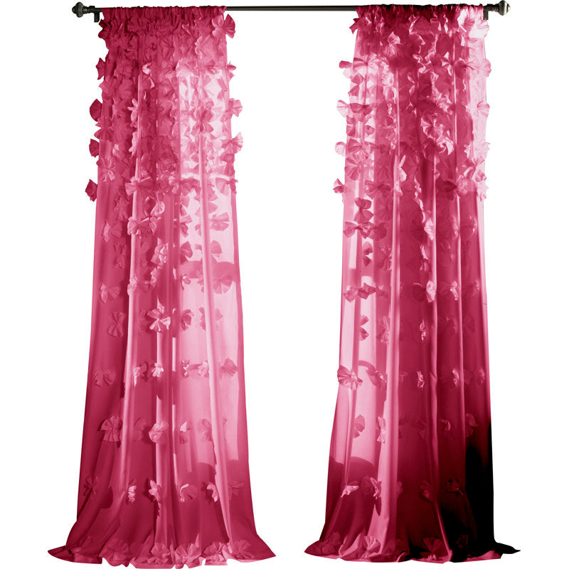 Riley Semi Sheer Bow Curtain - Coquette Microfiber Window Panel