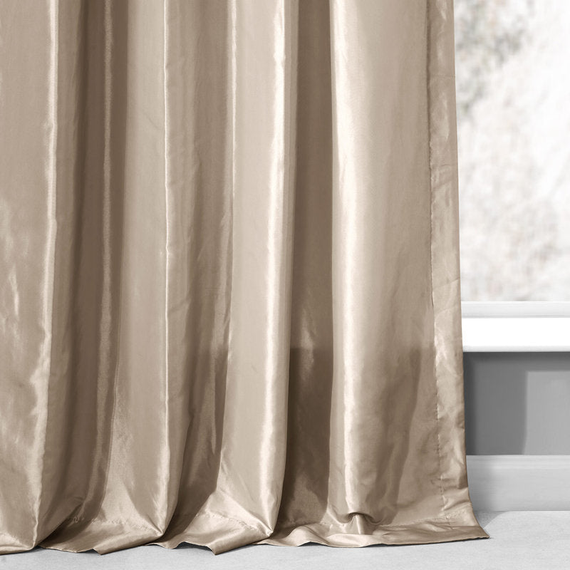 Faux Silk Taffeta Ruched Room Darkening Curtains - Ryker Single Panel