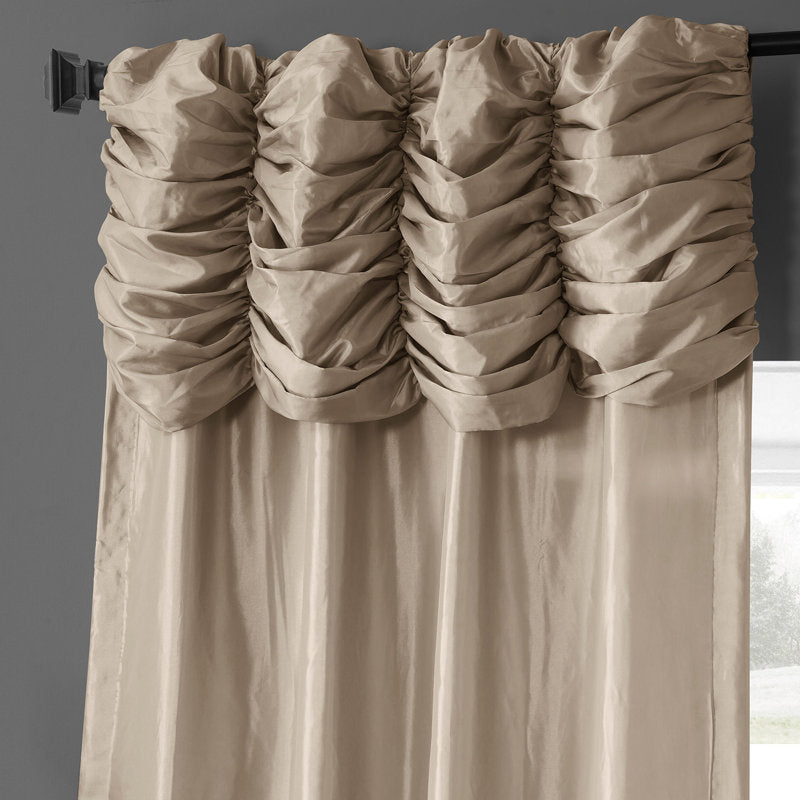 Faux Silk Taffeta Ruched Room Darkening Curtains - Ryker Single Panel