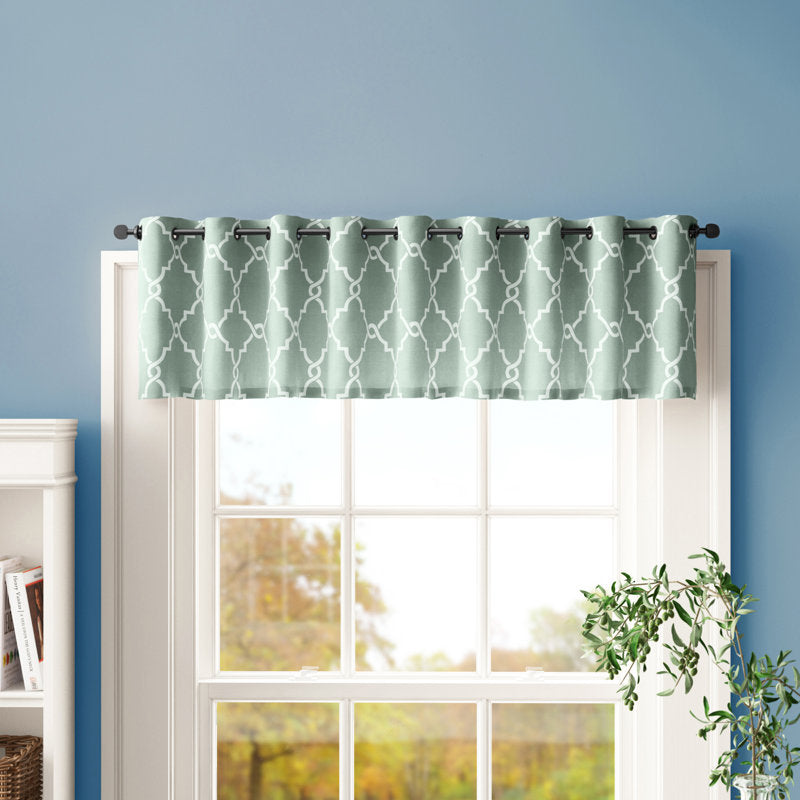 Saratoga Fretwork Print Window Valance - Cotton Blend Grommet Top