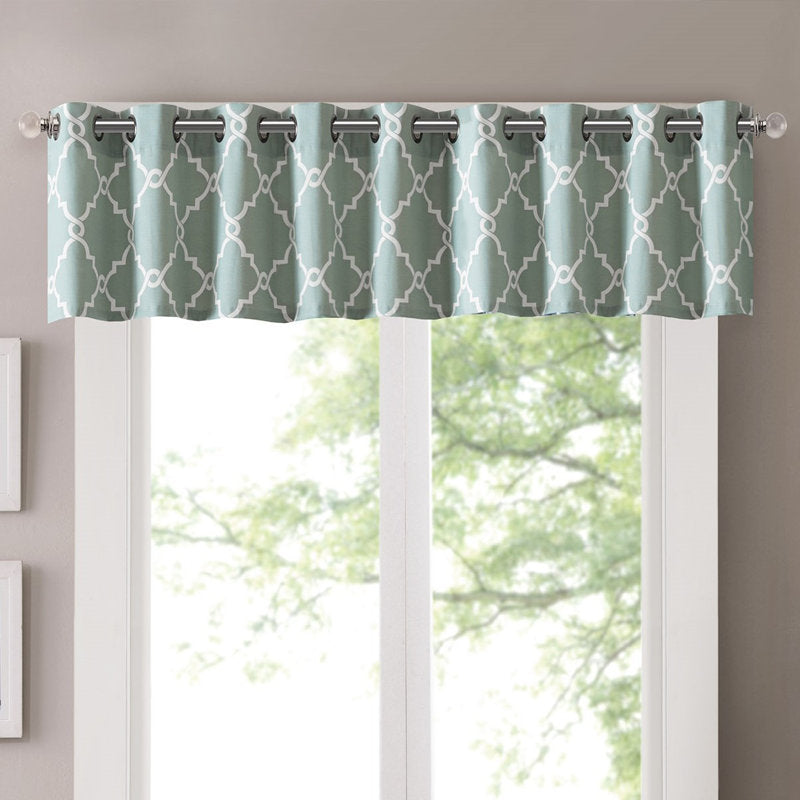Saratoga Fretwork Print Window Valance - Cotton Blend Grommet Top