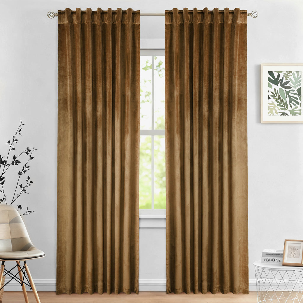 Velvet Blackout Curtain Pair - Luxury Room Darkening for Living Room