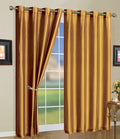 Gold Semi-Sheer Grommet Curtain Panels - Set of 3 Window Drapes