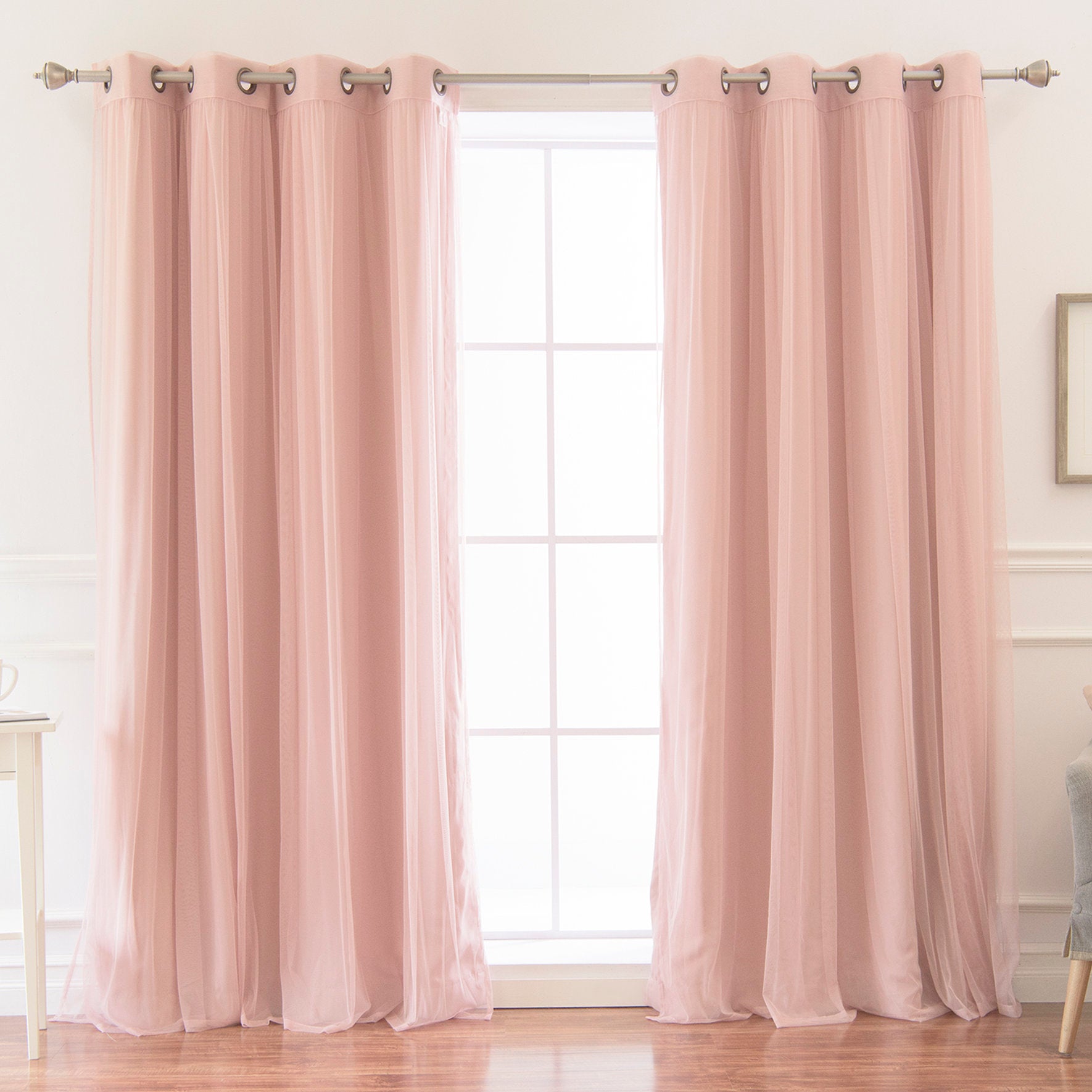 Room Darkening Sliding Panel Set - Polyester Sheer & Solid Curtains