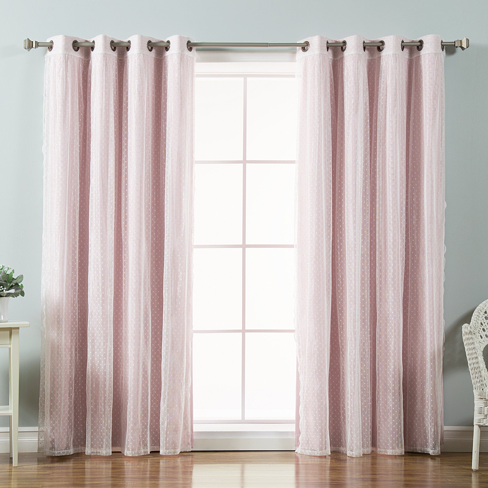 Tulle & Blackout Curtain Set of 4 - Thermal Room Darkening Panels
