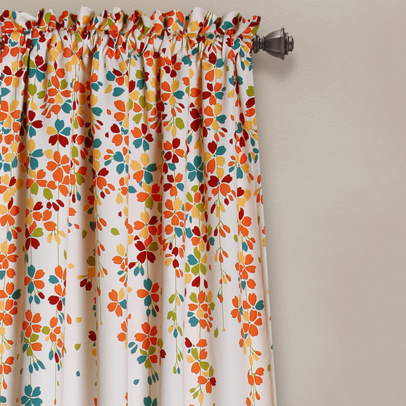 Floral Room Darkening Curtains - Weeping Flower Microfiber Window Panels