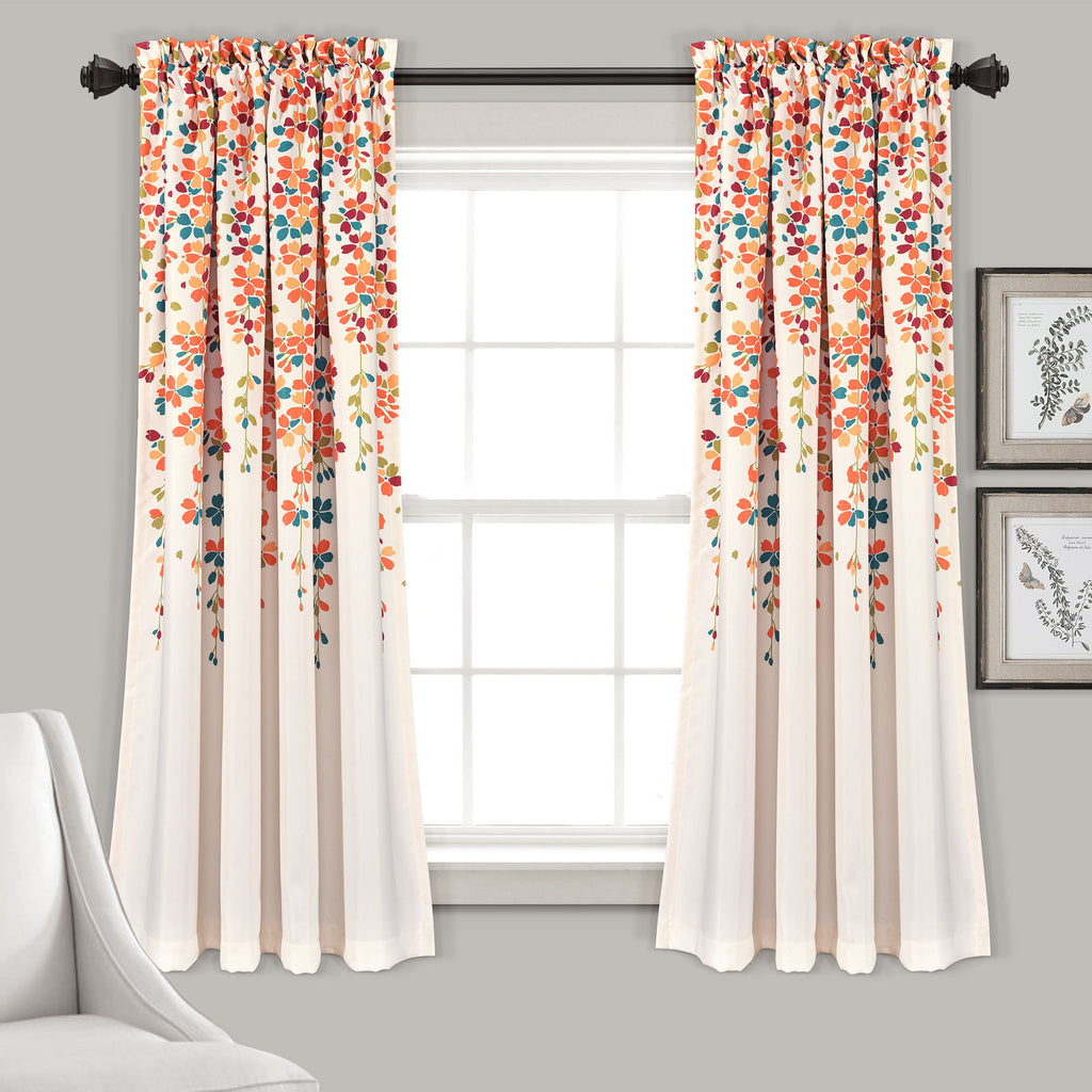 Floral Room Darkening Curtains - Weeping Flower Microfiber Window Panels