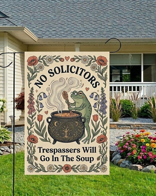 No Solicitors Merch Trespassers Will Go In The Soup Flag Gift Ideas For Husband