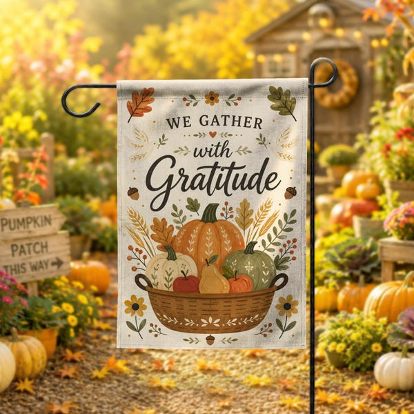 Thanksgiving Flag We Gather With Gratitude Thanksgiving Banner Thanksgiving Decor Gift