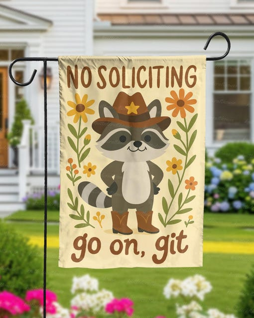 No Soliciting Go In Git Flag Cute Bunny Yard Banner Funny Rabbit Flower Gift