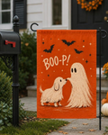 Funny Boop Dog Ghost Garden Flag Cute Halloween Puppy Yard Banner Ghost Booping Nose Gift