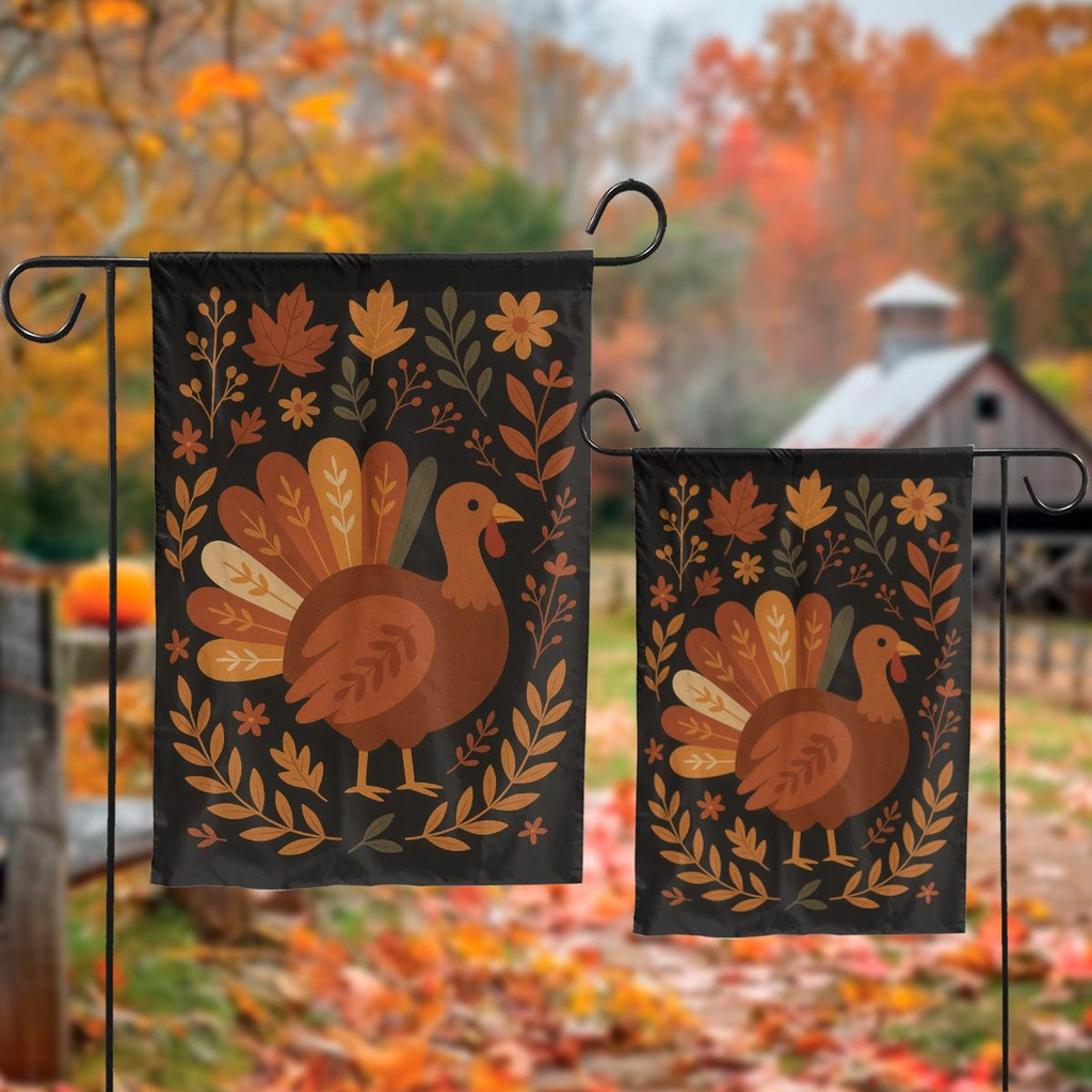 Turkey Flag Turkey Thanksgiving Garden Flag Autumn Harvest Yard Banner Gift