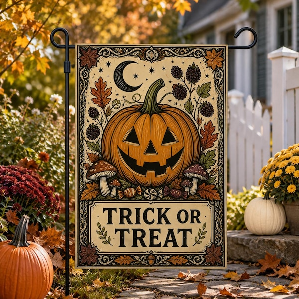 Trick Or Treat Jack O Lantern Garden Flag Halloween Pumpkin Banner Halloween Gift